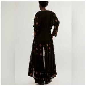 Free People NFC La Cienega Embroidered Kimono Long Sleeve Duster- One Size